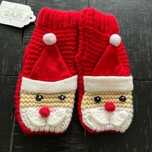 Knit Santa Baby Booties with Grips on the Sole